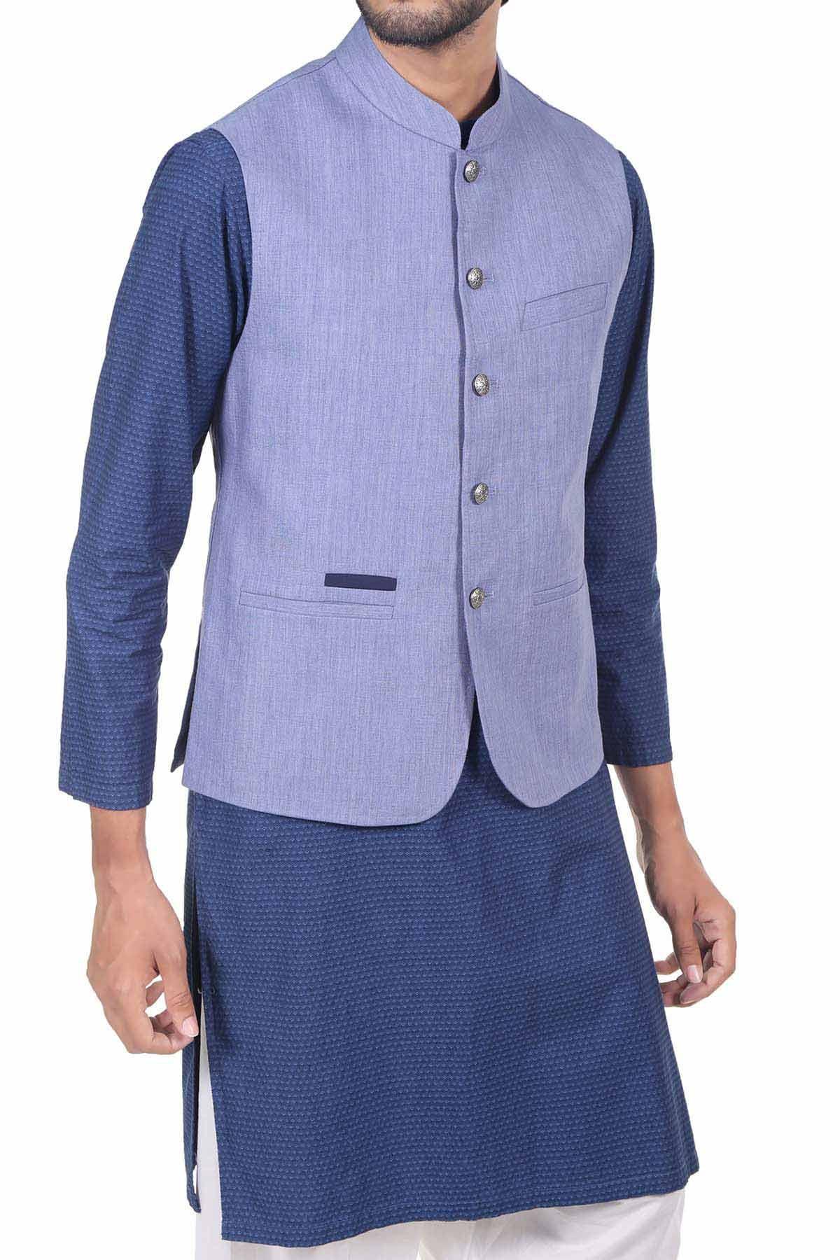 Afroz Waistcoat Grey Blue - Image 4