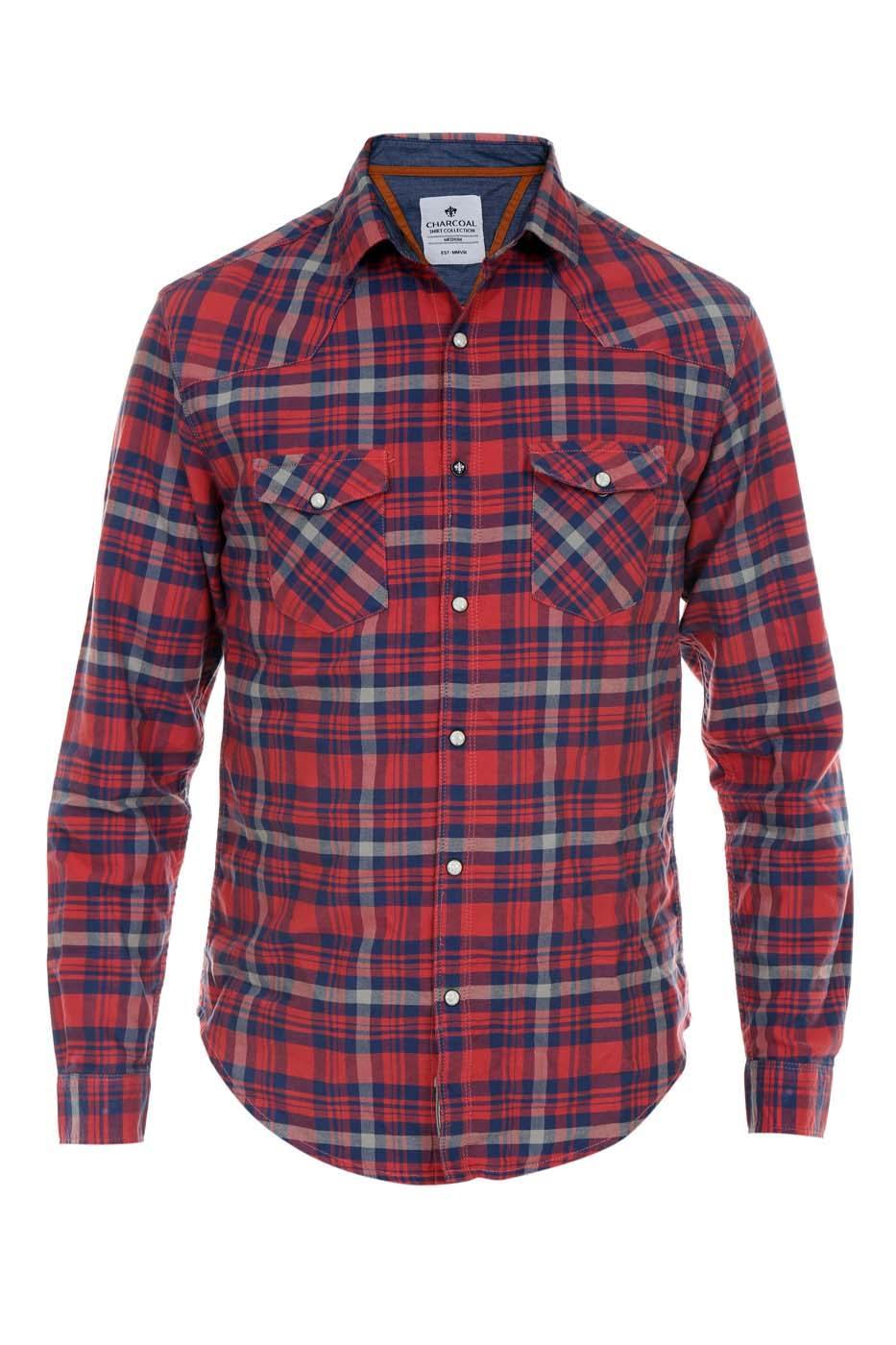 Casual Shirt Full Sleeves Red Navy - Image 2