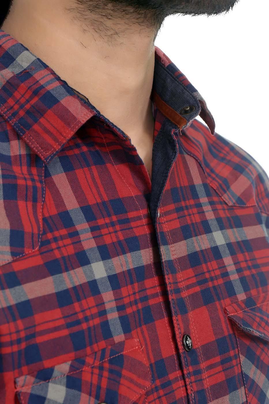 Casual Shirt Full Sleeves Red Navy - Image 3