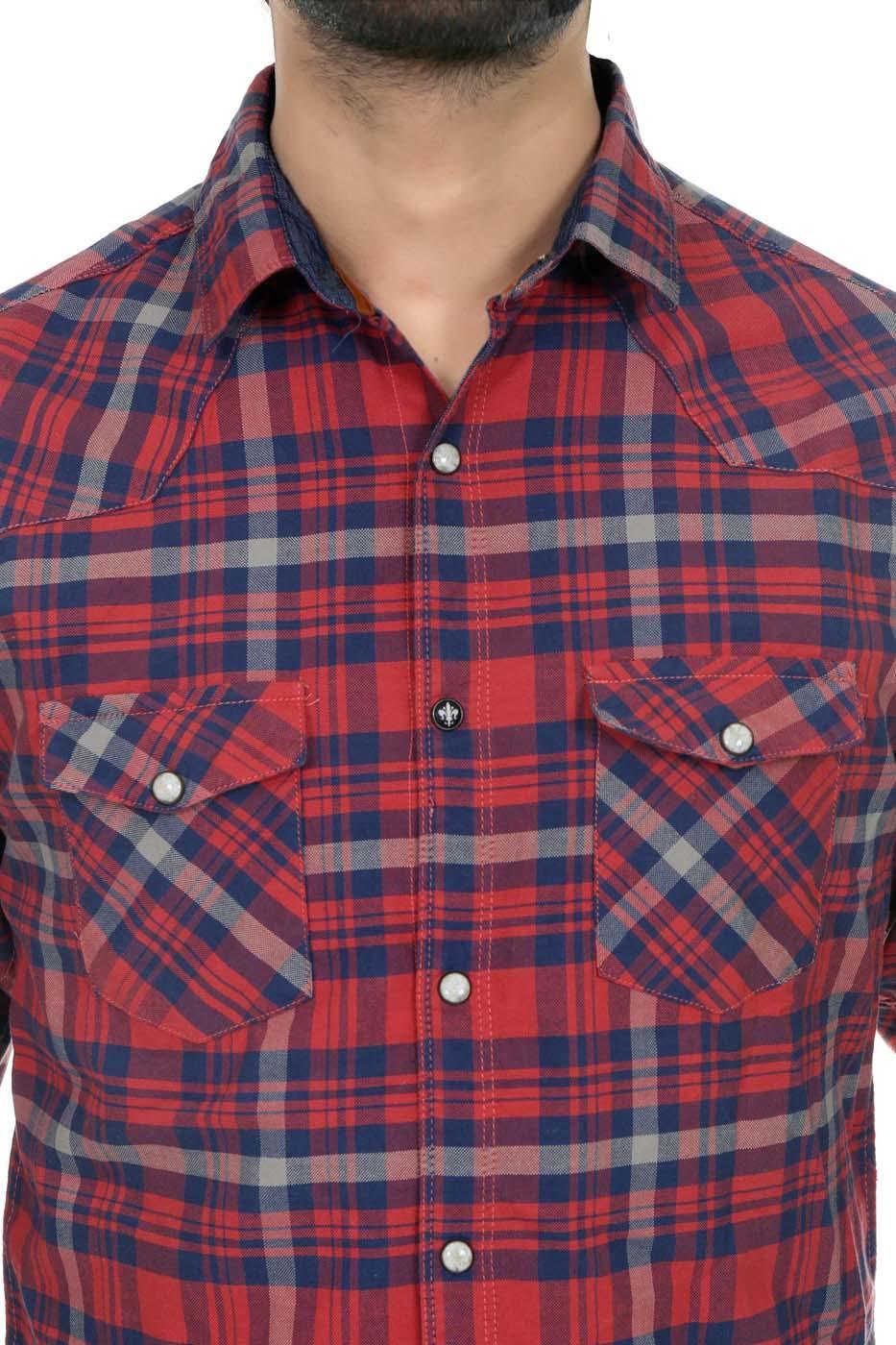 Casual Shirt Full Sleeves Red Navy - Image 4