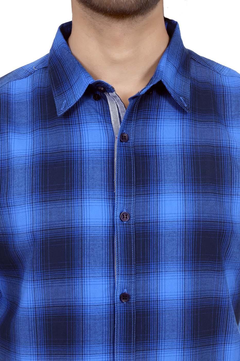 Casual Shirt Blue Black Check - Image 3