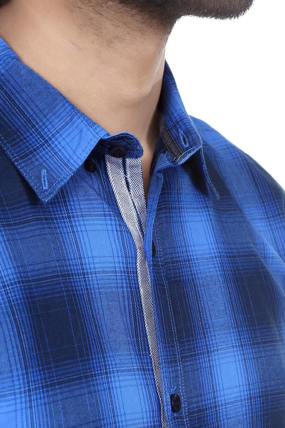 Casual Shirt Blue Black Check - Image 4