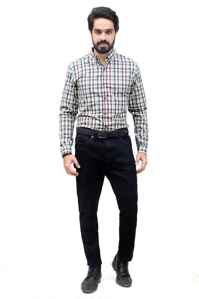 CASUAL SHIRT BROWN BLUE