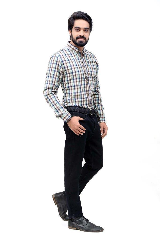CASUAL SHIRT BROWN BLUE - Image 3
