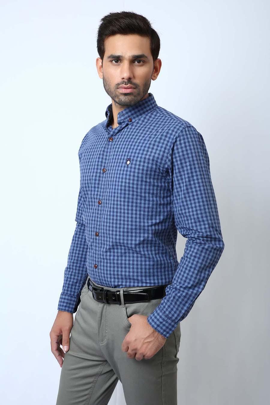 Casual Shirt Full Sleeves Navy Check - Image 2
