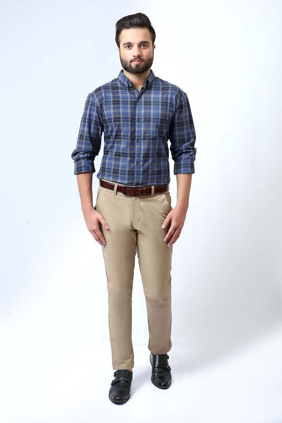 Casual Shirt Full Sleeves Blue Grey