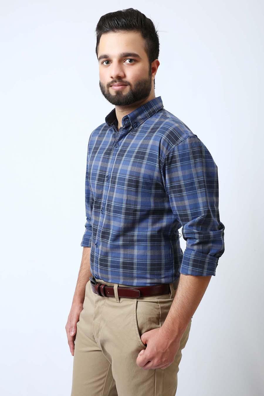 Casual Shirt Full Sleeves Blue Grey - Image 2