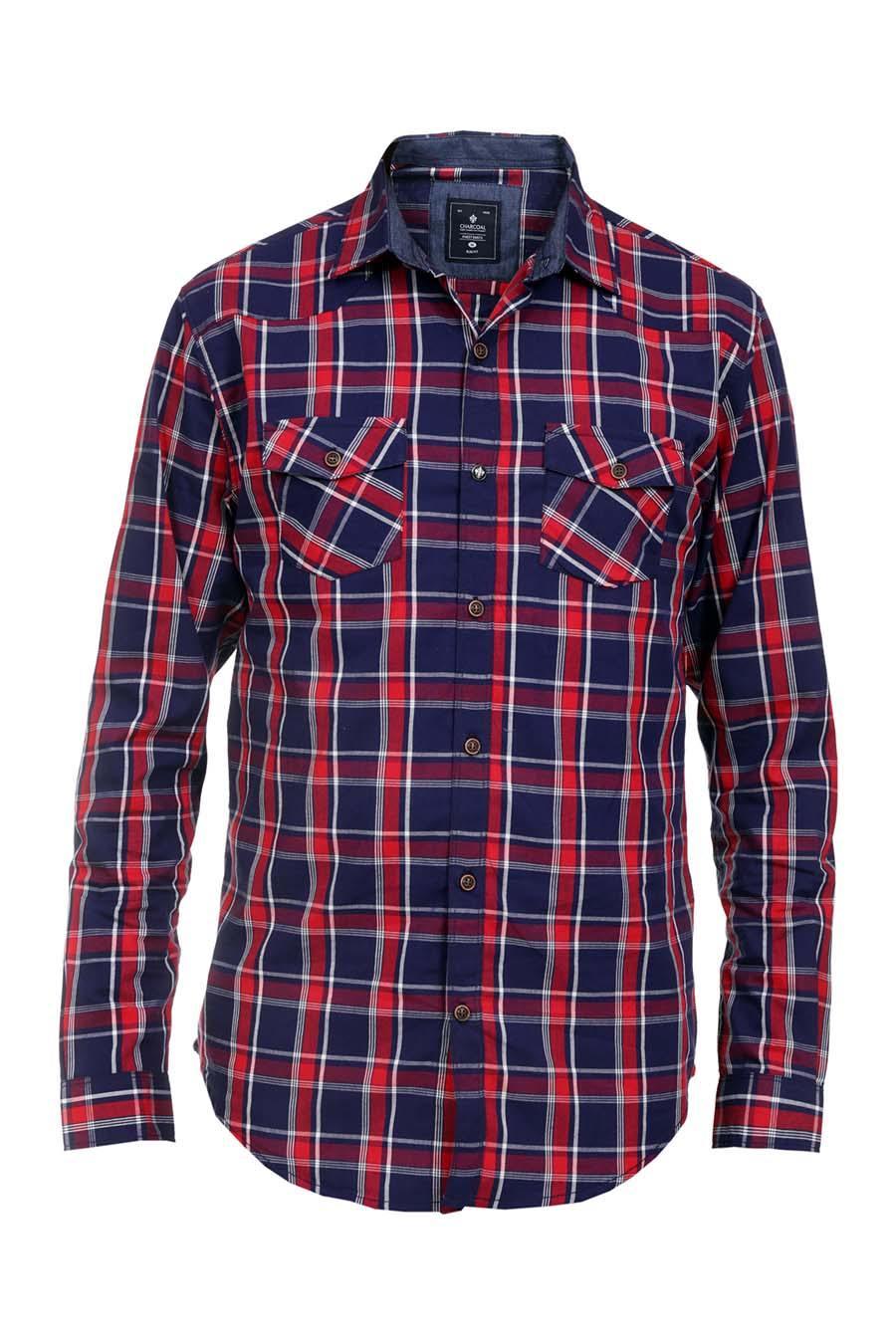 Casual Shirt Full Sleeves Red Navy