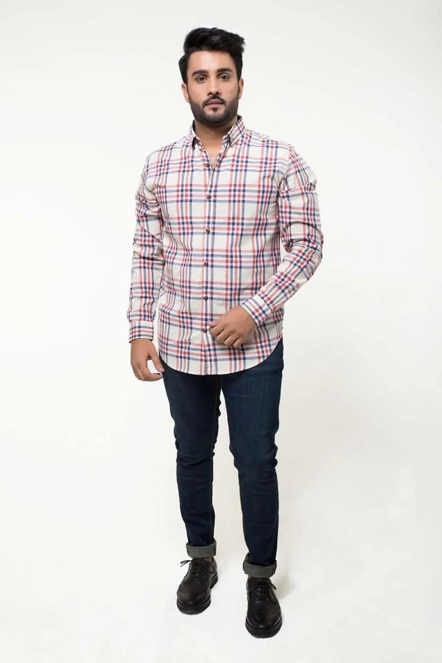 Casual Shirt Full Sleeves Beige Maroon