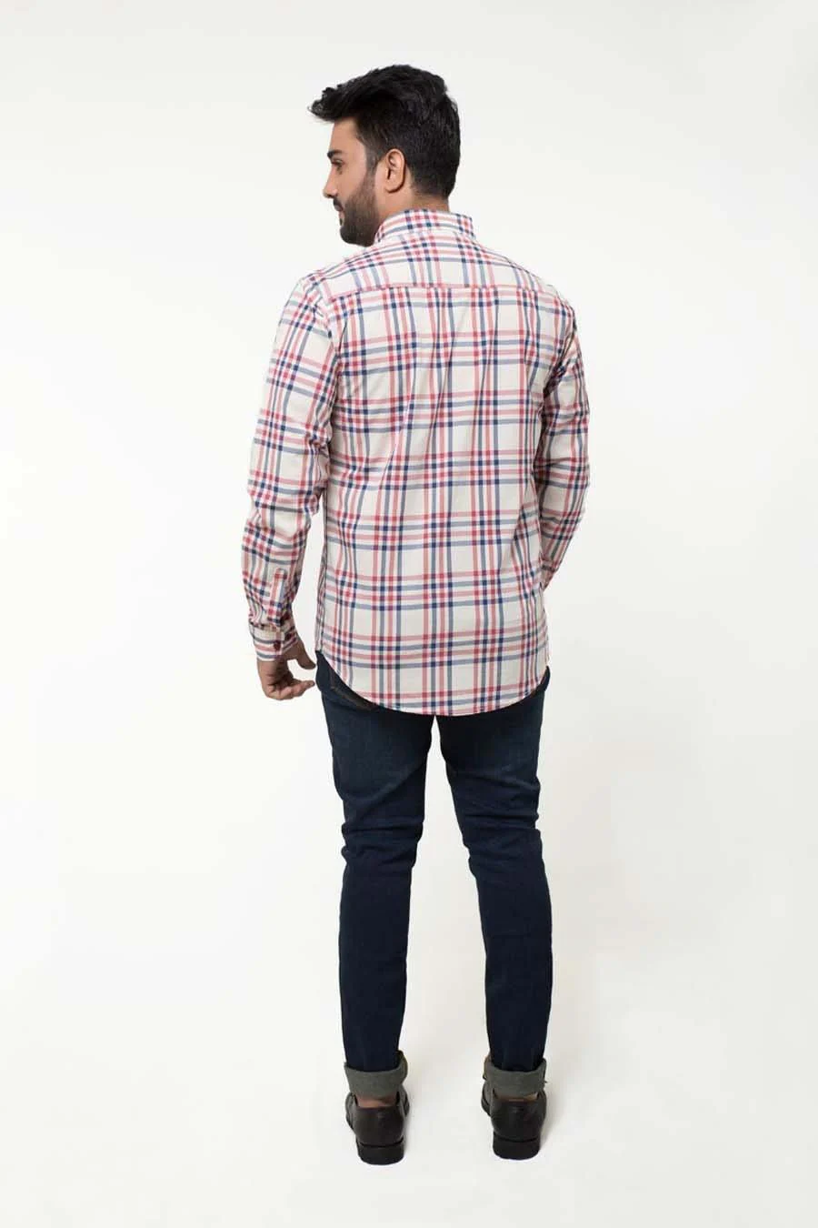 Casual Shirt Full Sleeves Beige Maroon - Image 2