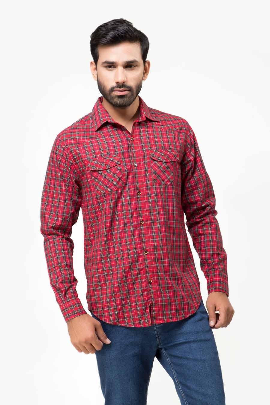 Casual Shirt Full Sleeves Red Check - Image 2