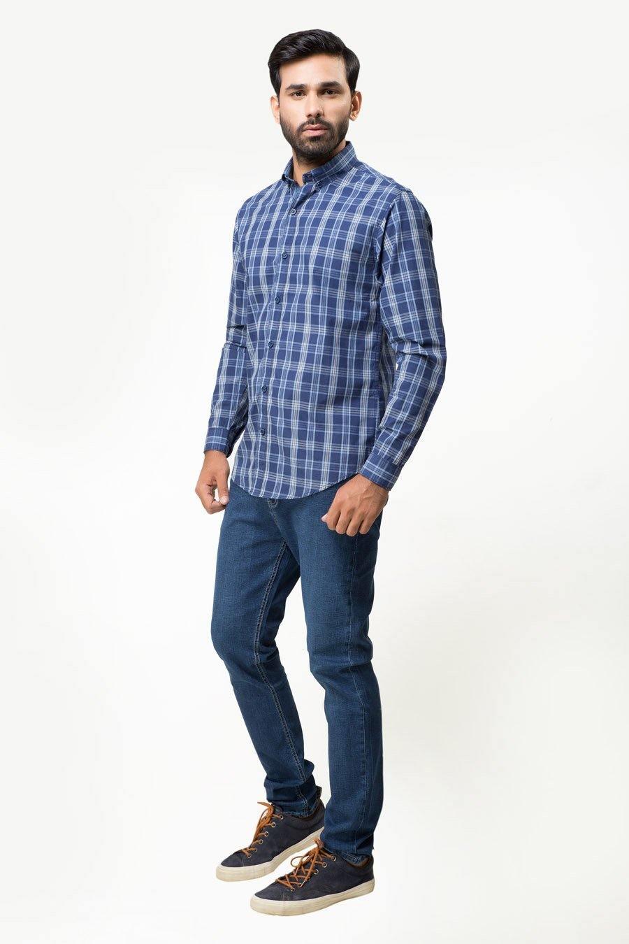 Casual Shirt Full Sleeves Navy Check - Image 2