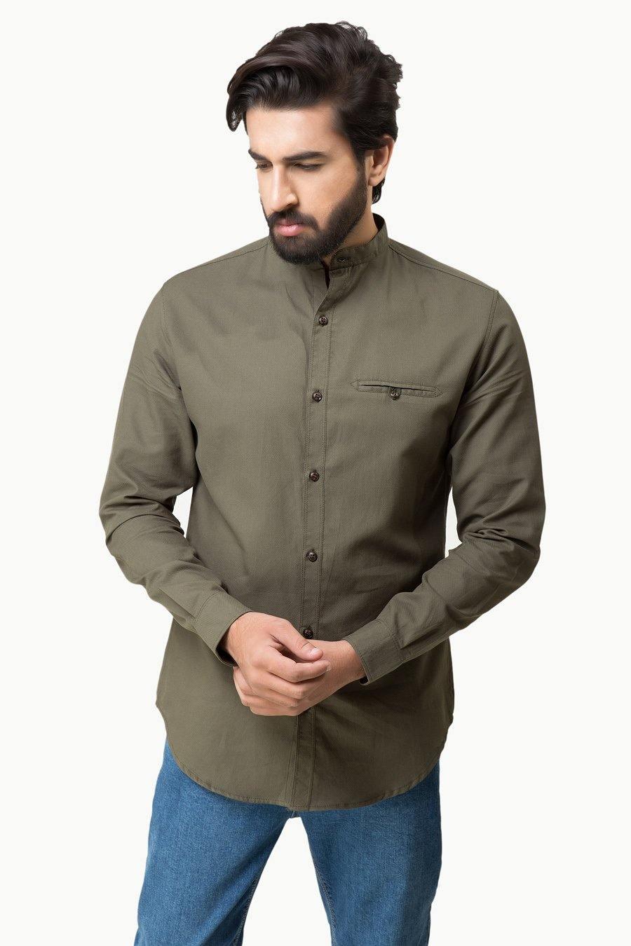 Casual Shirt Full Sleeves Olive - Image 2