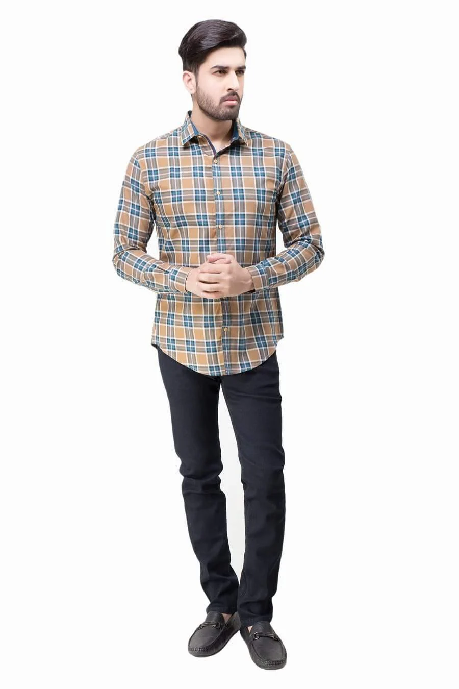 CASUAL SHIRT FULL SLEEVES KHAKI GREEN WINTER