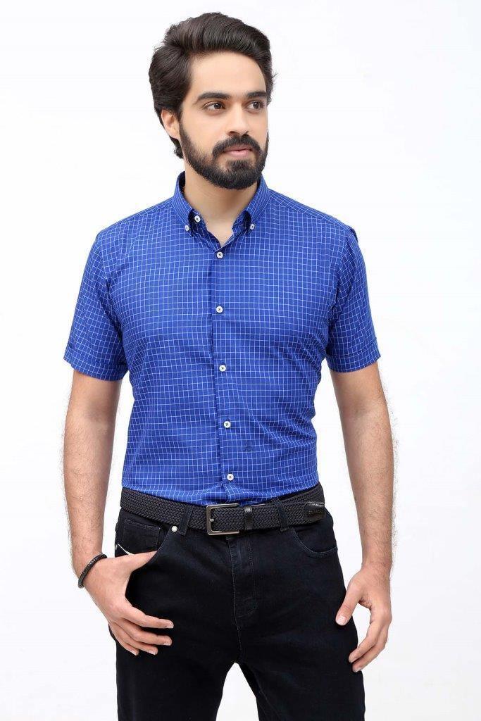 Semi Formal Shirt Half Sleeves Royal Blue - Image 3