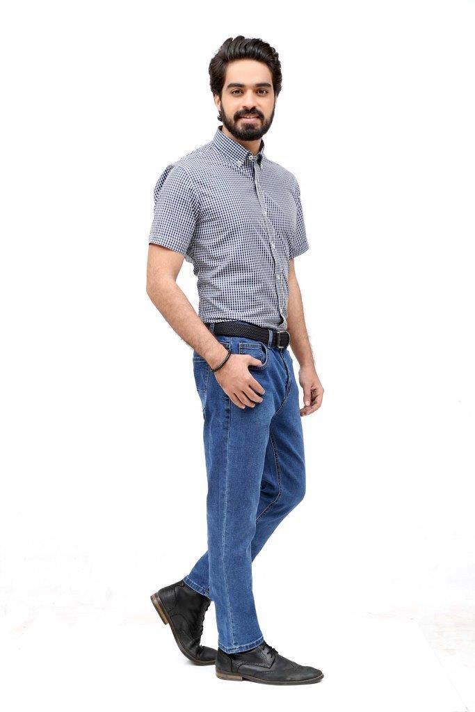 SEMI FORMAL SHIRT HALF SLEEVES NAVY WHITE - Image 3
