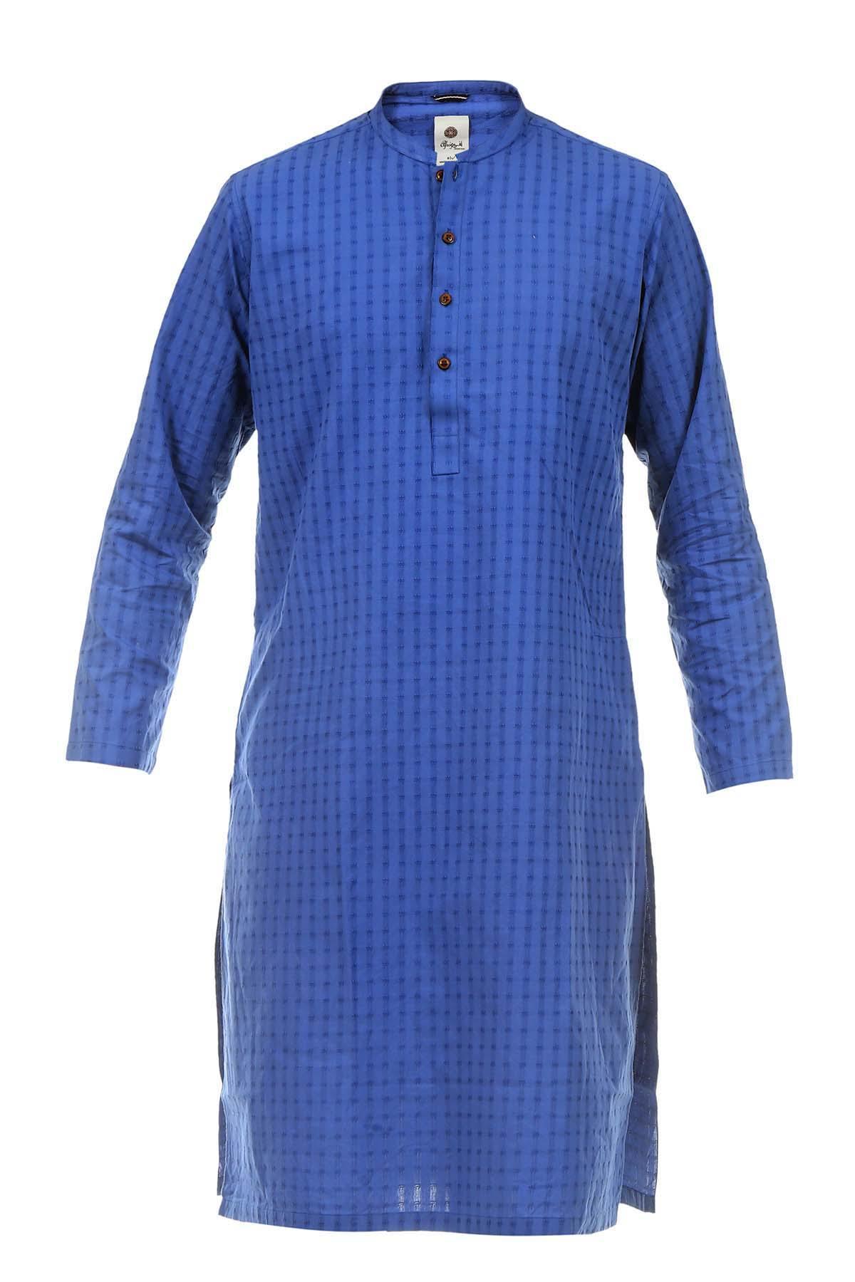 Kurta Ban Collar Blue