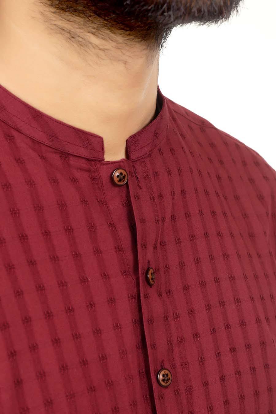 Kurta Ban Collar Maroon - Image 3