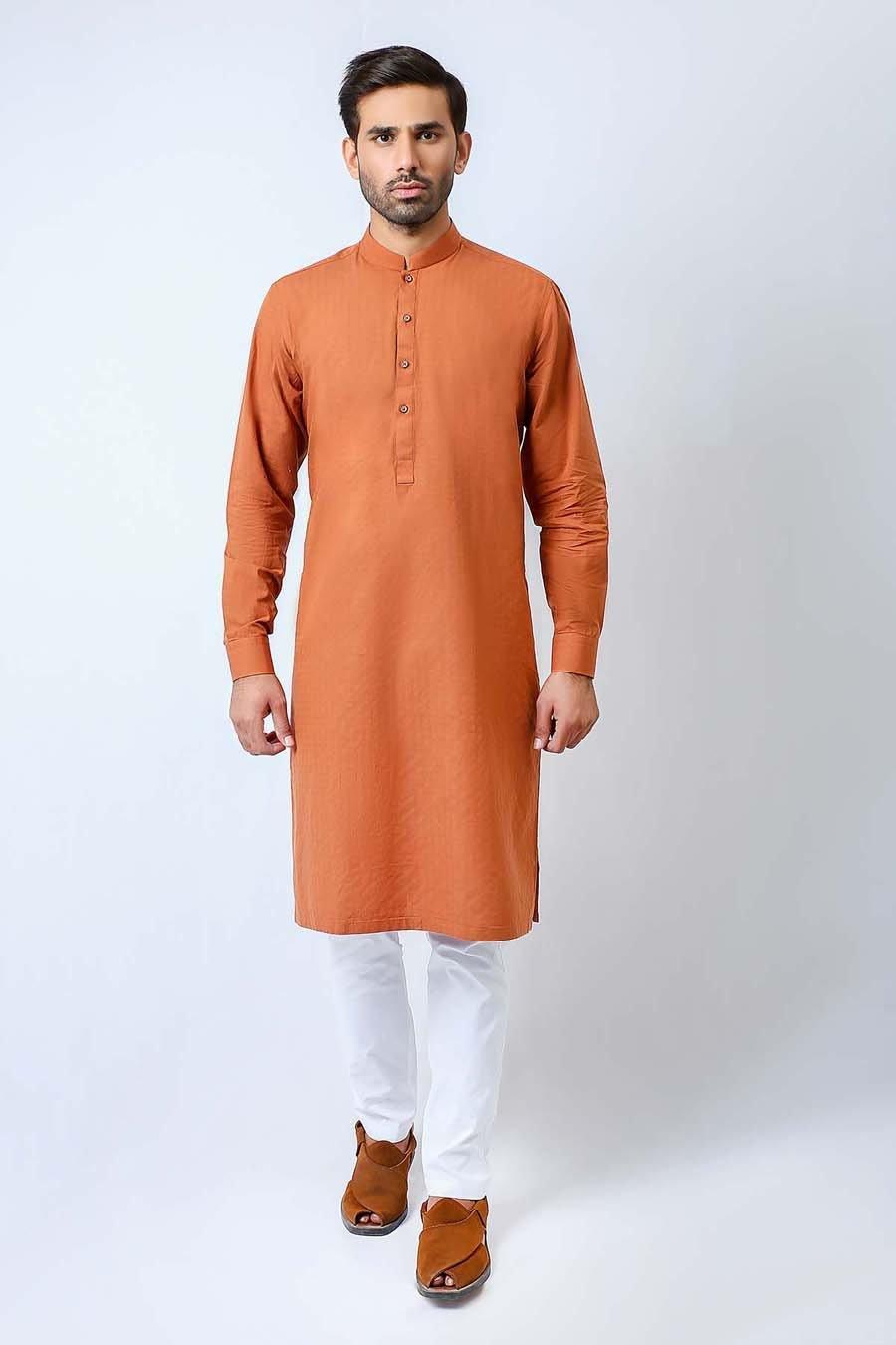 Kurta Ban Collar Rust