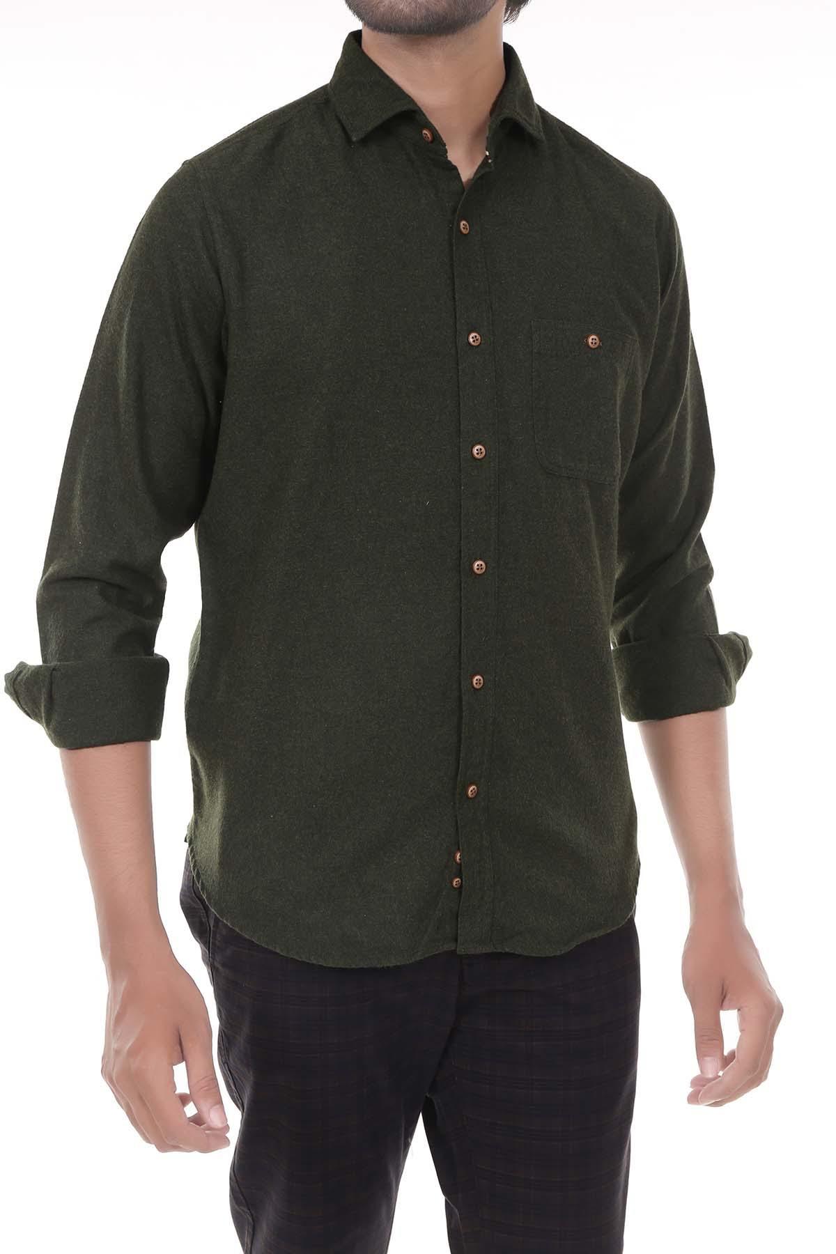 Brushed Cotton Shirt Green - Image 2