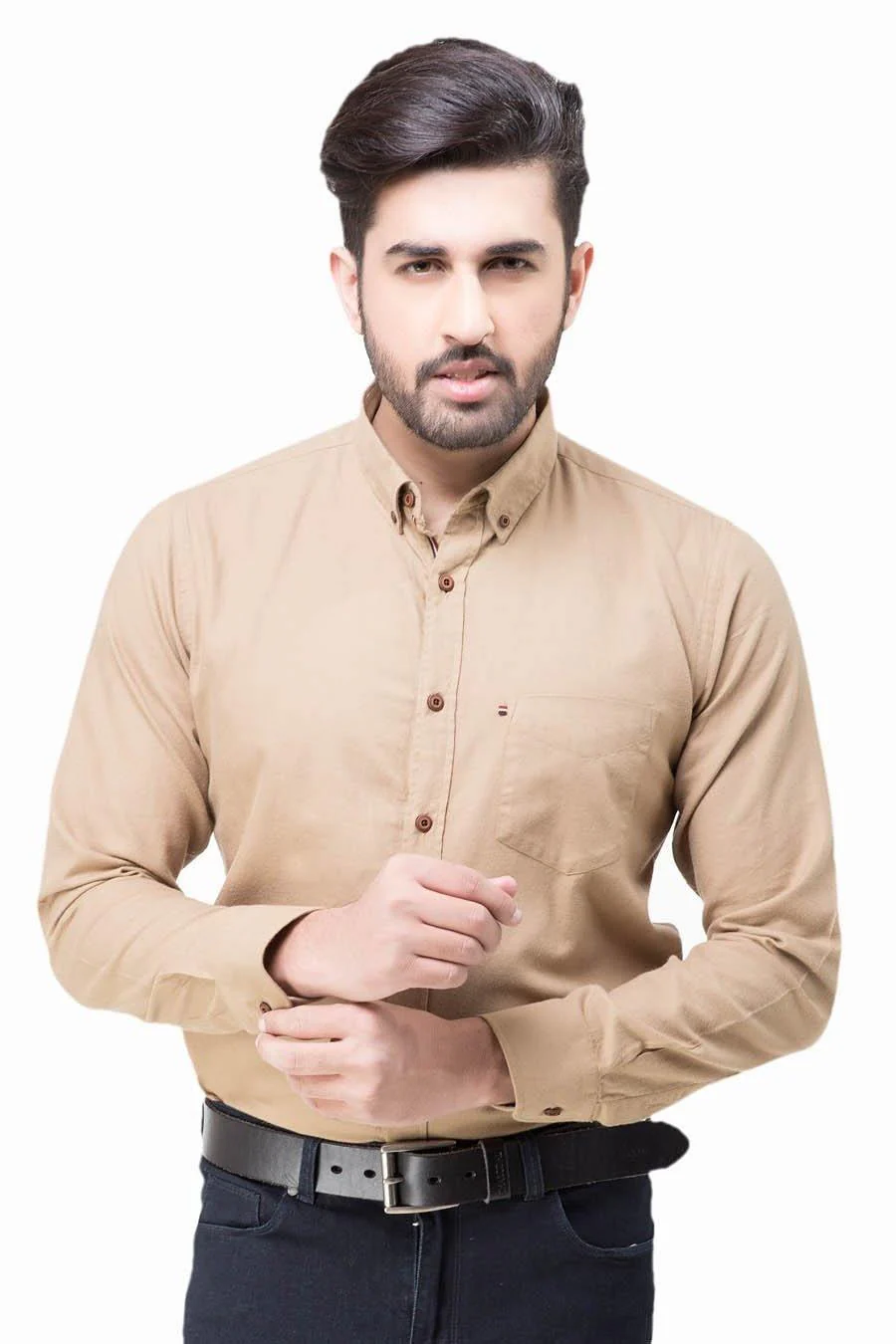 Smart shirt Button Down  FUll sleeve Khaki - Image 2