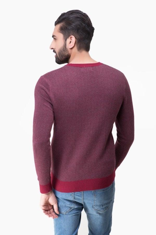 Sweater V Nick Full sleeve Mahroon Grey - Image 3
