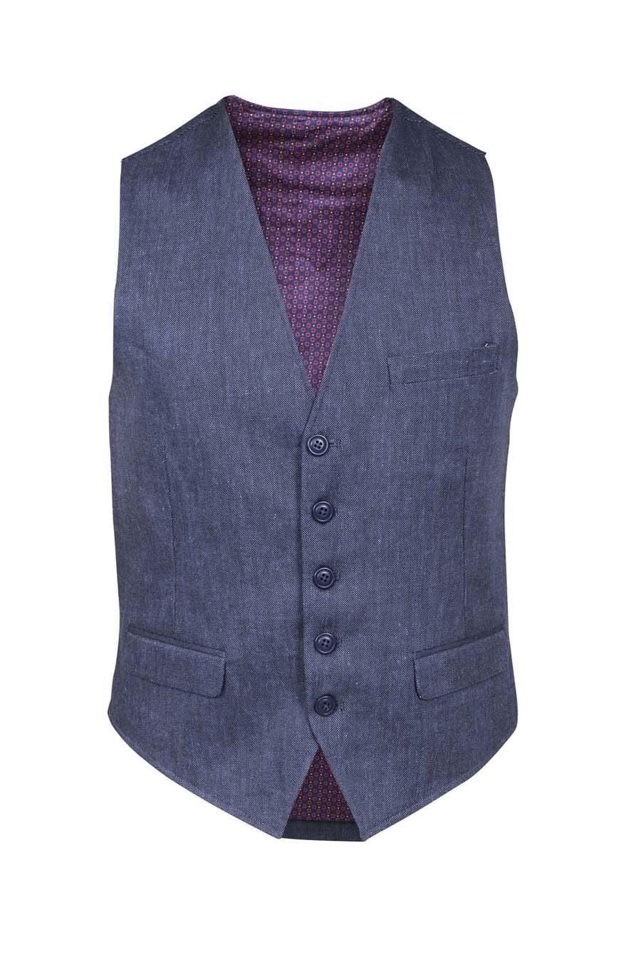 Waistcoat V Neck Blue Black