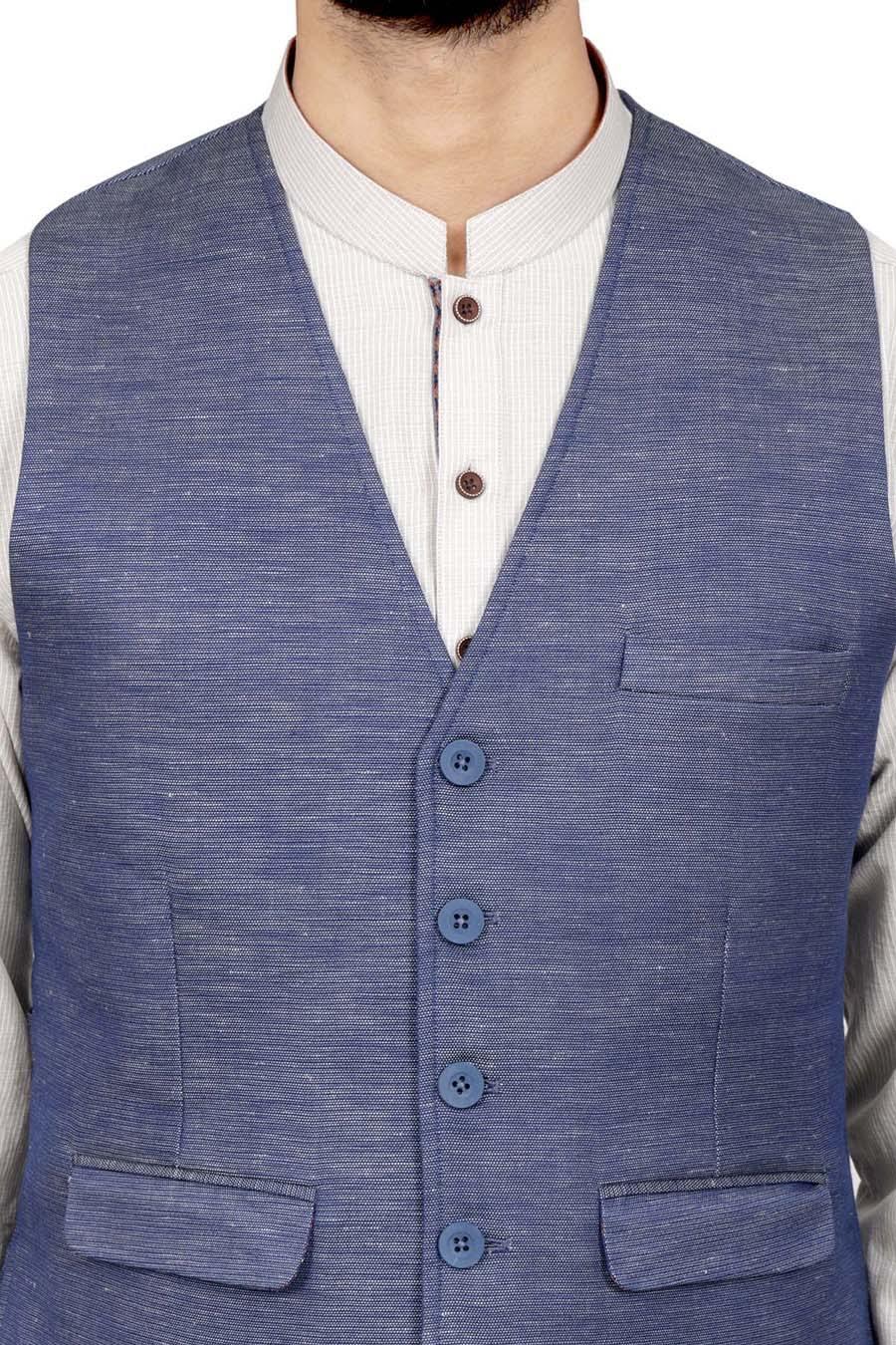 Waistcoat V Neck Blue - Image 2