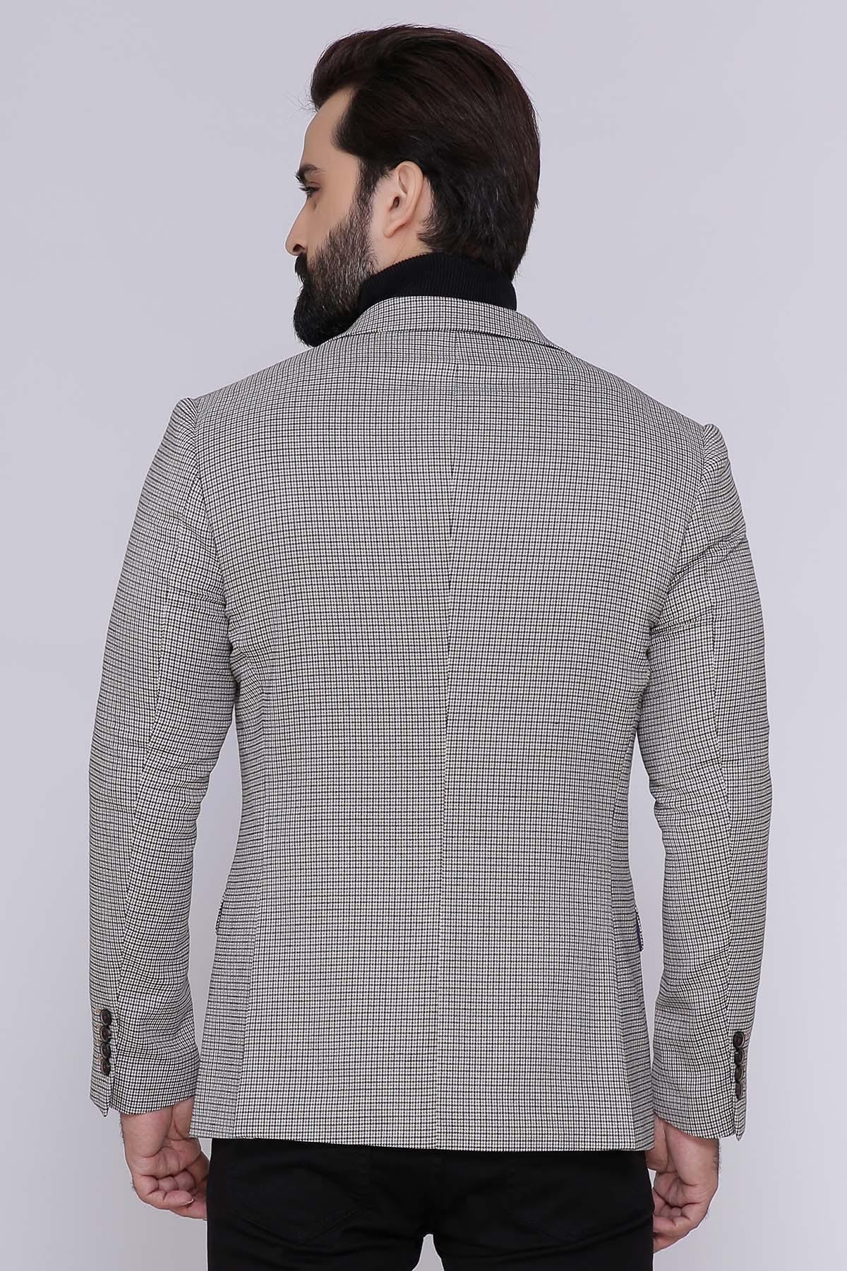 CASUAL COAT 2 BUTTON SLIM FIT BEIGE BLACK CHECK - Image 2