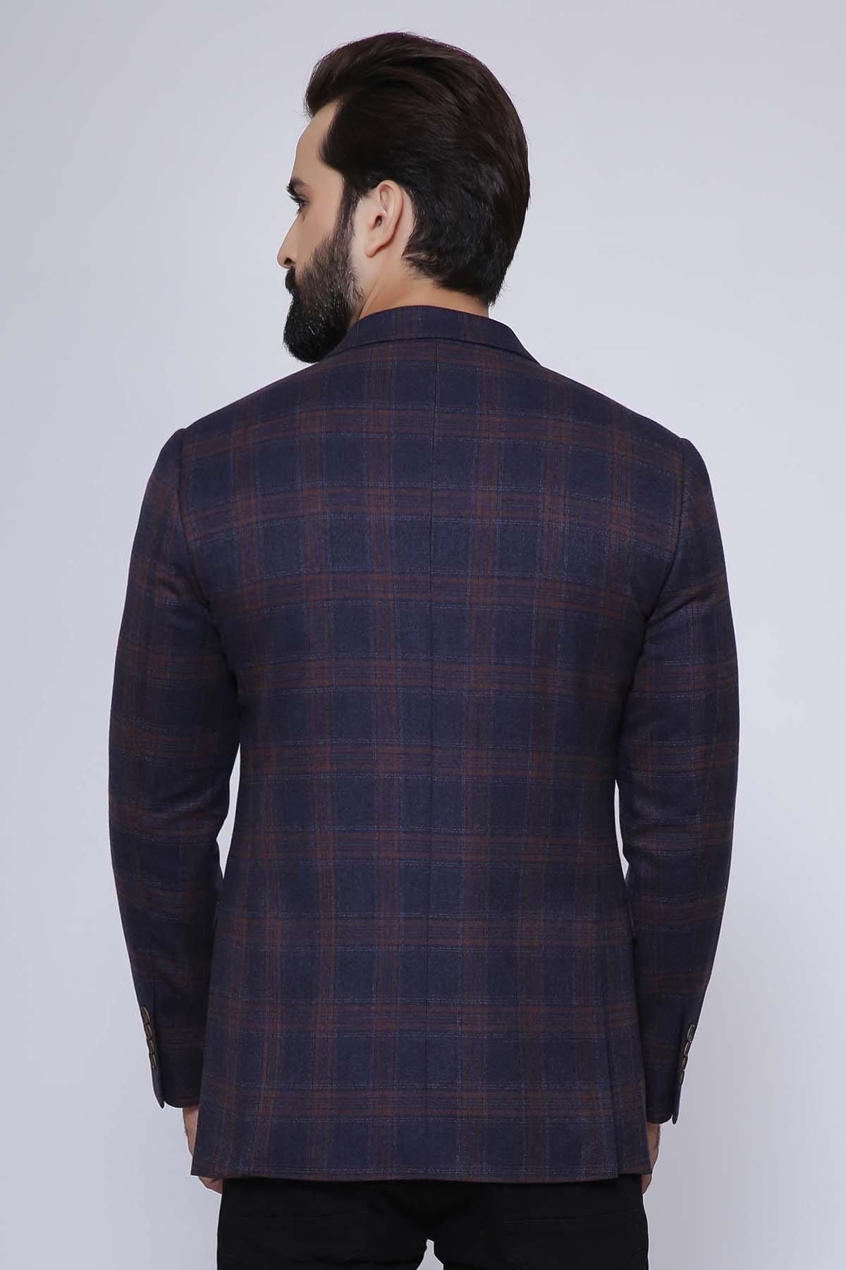 CASUAL COAT 2 BUTTON SMART FIT BROWN BLUE - Image 2