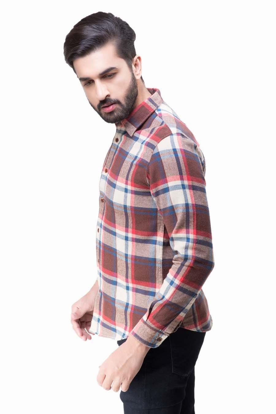 CASUAL SHIRT FULL SLEEVES  BROWN CHECK WINTER - Image 2