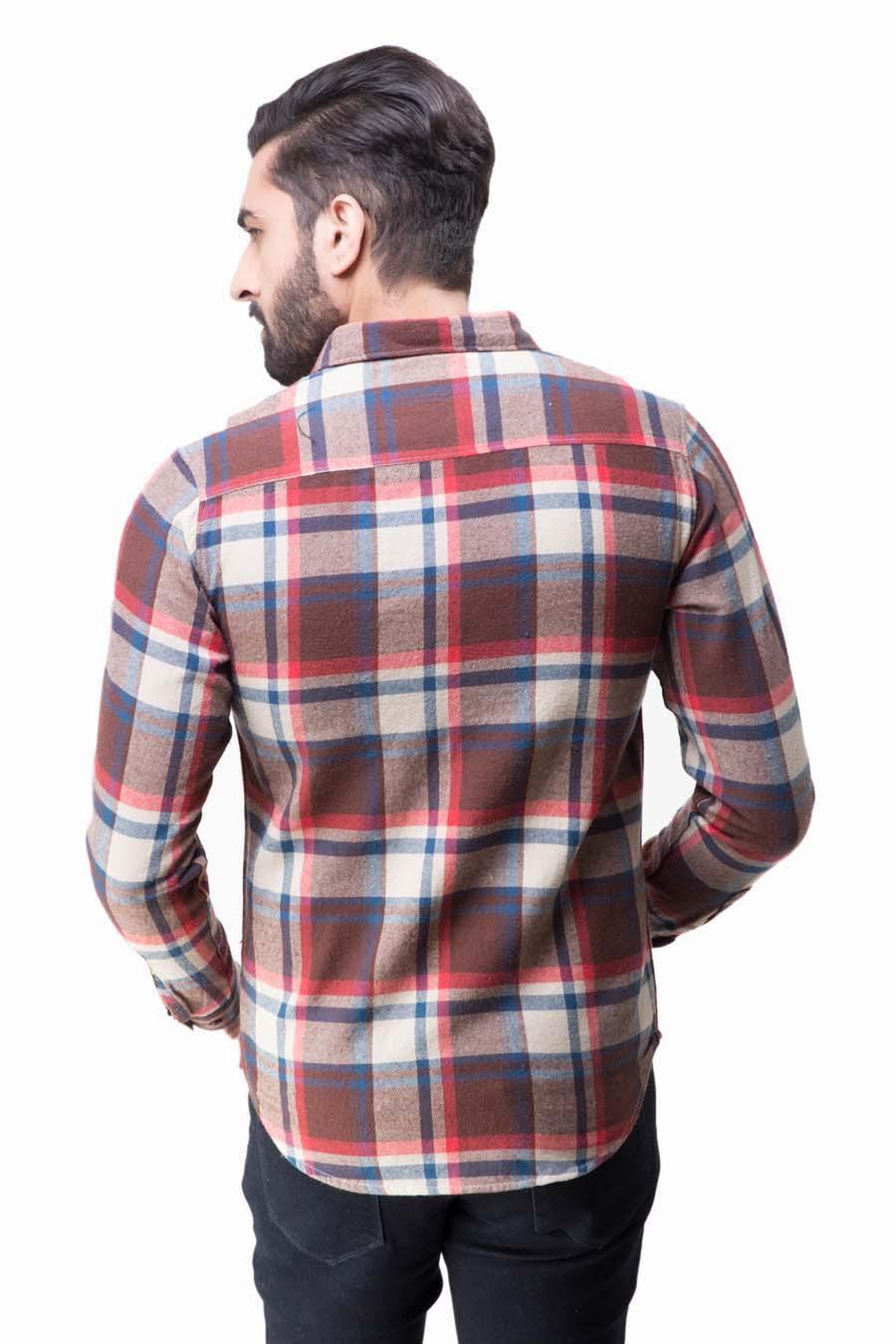 CASUAL SHIRT FULL SLEEVES  BROWN CHECK WINTER - Image 3