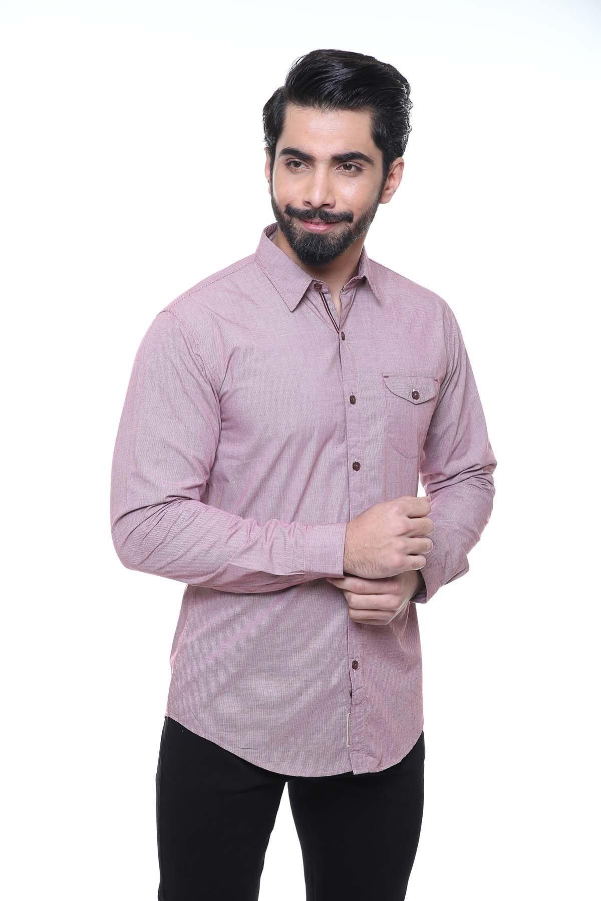 CASUAL SHIRT FULL SLEEVE MAROON SLIM FIT - Image 2
