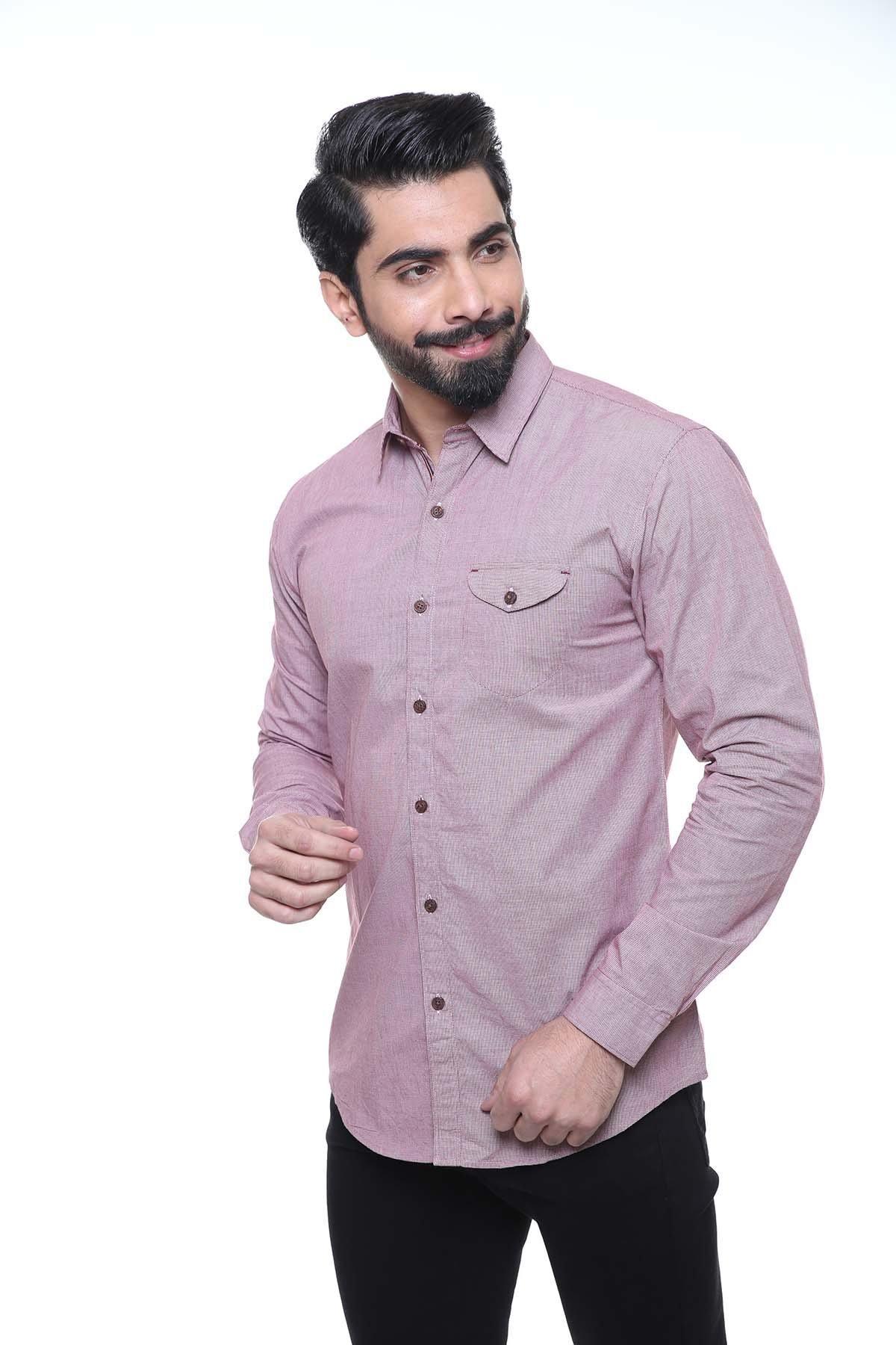 CASUAL SHIRT FULL SLEEVE MAROON SLIM FIT - Image 3