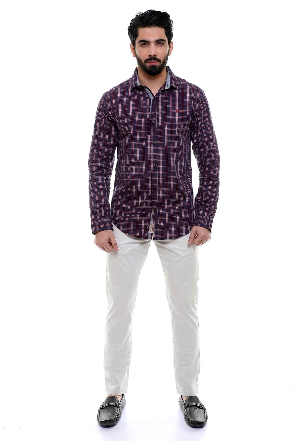 CASUAL SHIRT FULL SLEEVE MAHROON NAVY