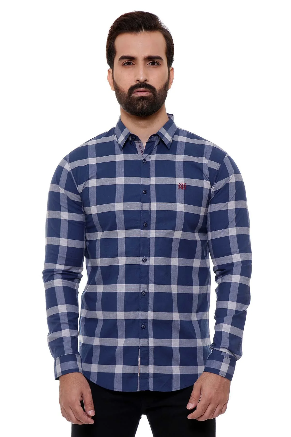 CASUAL SHIRT FULL SLEEVE NAVY SLIM FIT