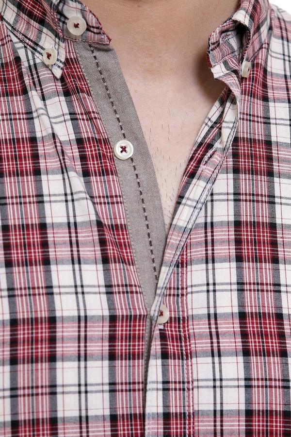 CASUAL SHIRT FULL SLEEVE MAROON BLACK  SLIM FIT - Image 3