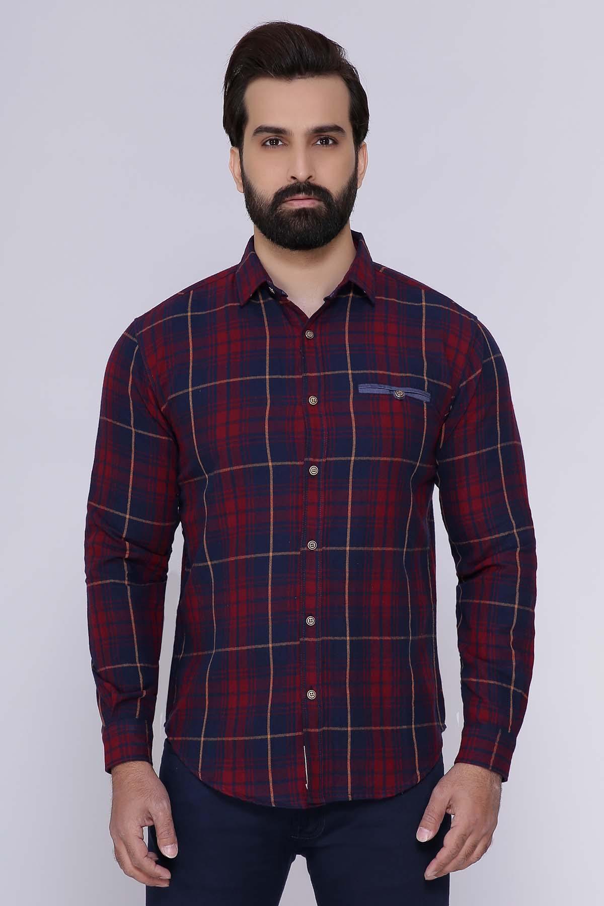 CASUAL SHIRT FULL SLEEVE SLIM FIT MAROON CHECK