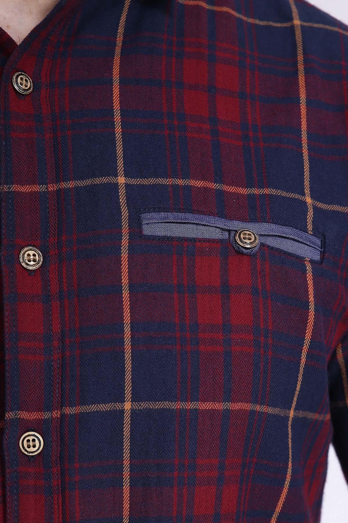CASUAL SHIRT FULL SLEEVE SLIM FIT MAROON CHECK - Image 3