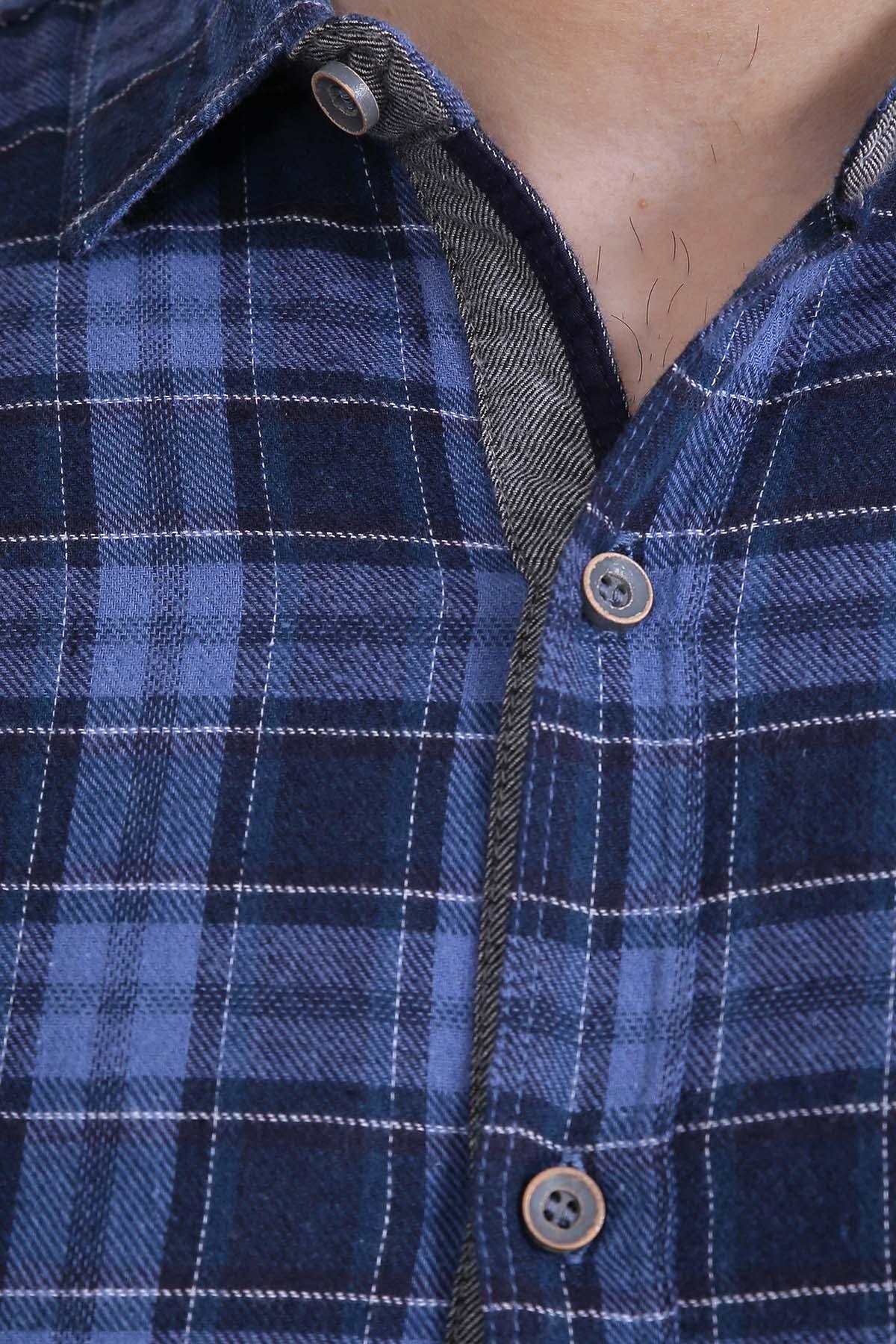 CASUAL SHIRT FULL SLEEVE SLIM FIT BLUE CHECK - Image 3
