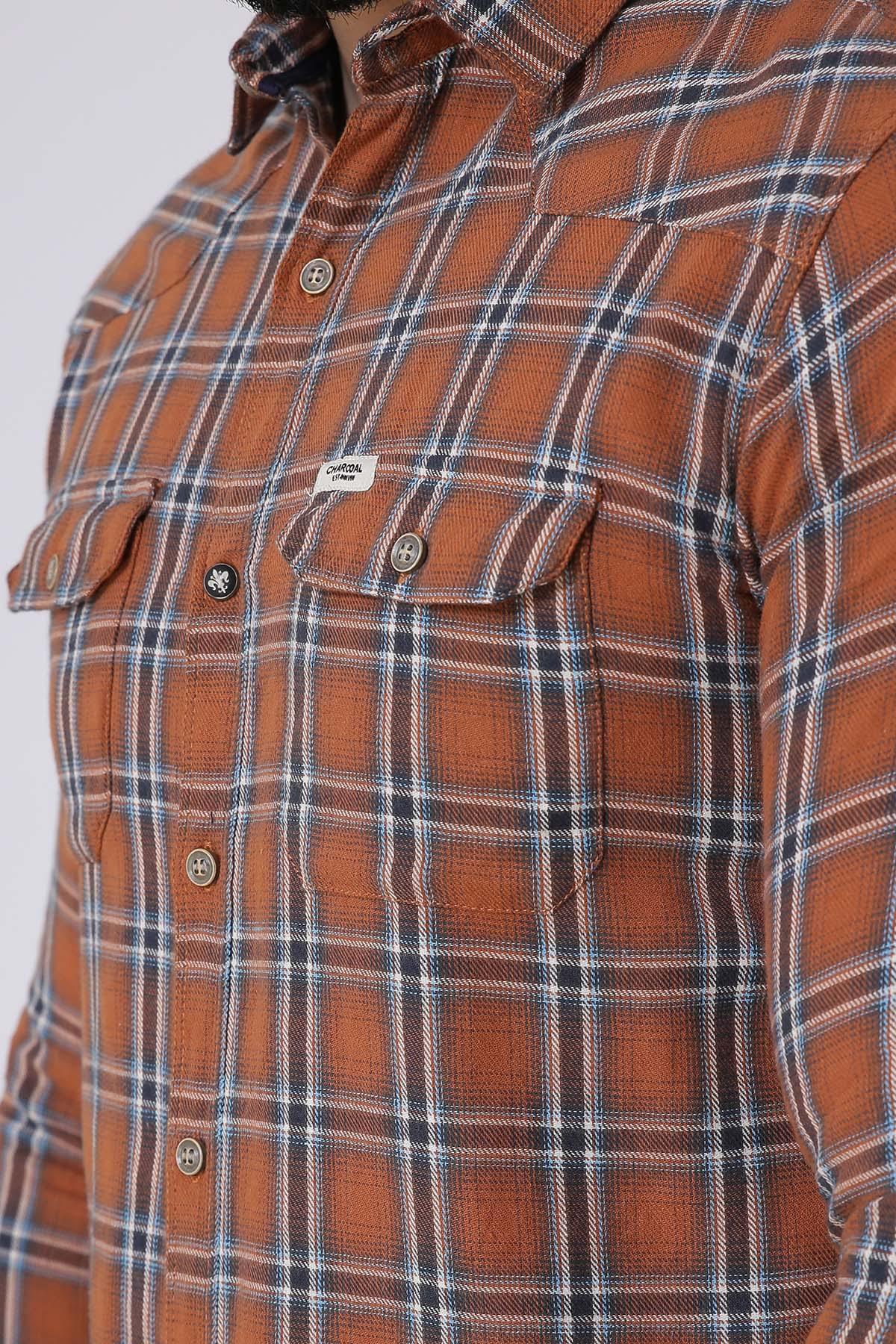 CASUAL SHIRT FULL SLEEVE SLIM FIT RUST CHECK - Image 3