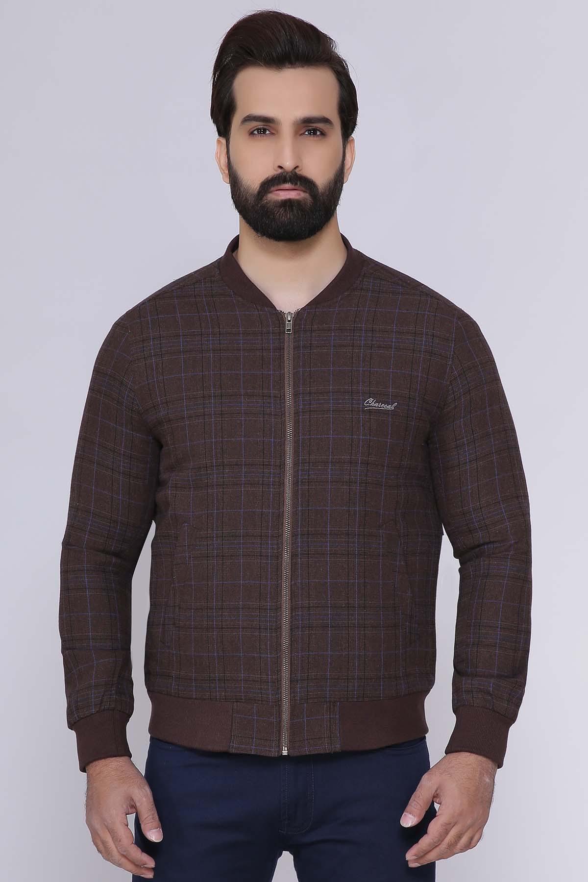 JACKET CHECK FULL SLEEVE BROWN
