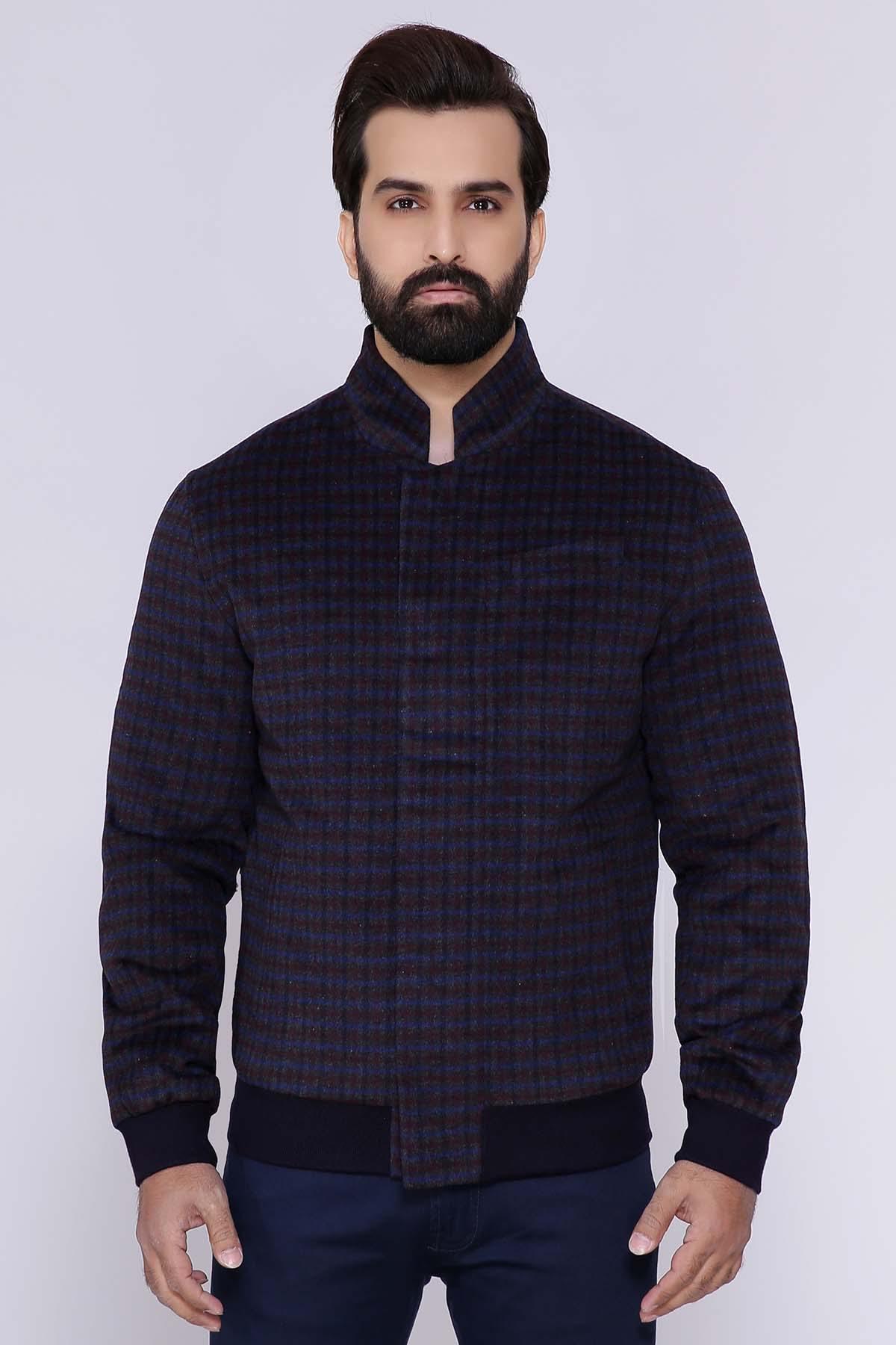 WOOLEN JACKET FULL SLEEVE BLUE MAROON