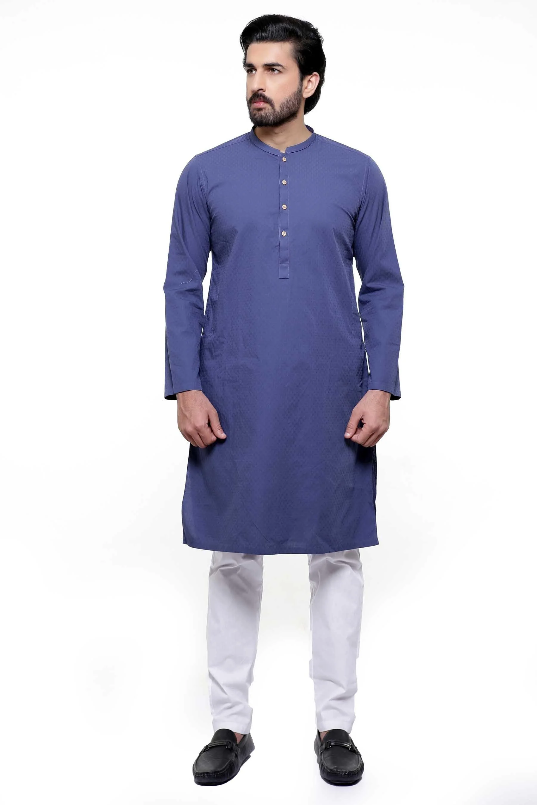 KURTA SMALL BAN COLLAR NAVY