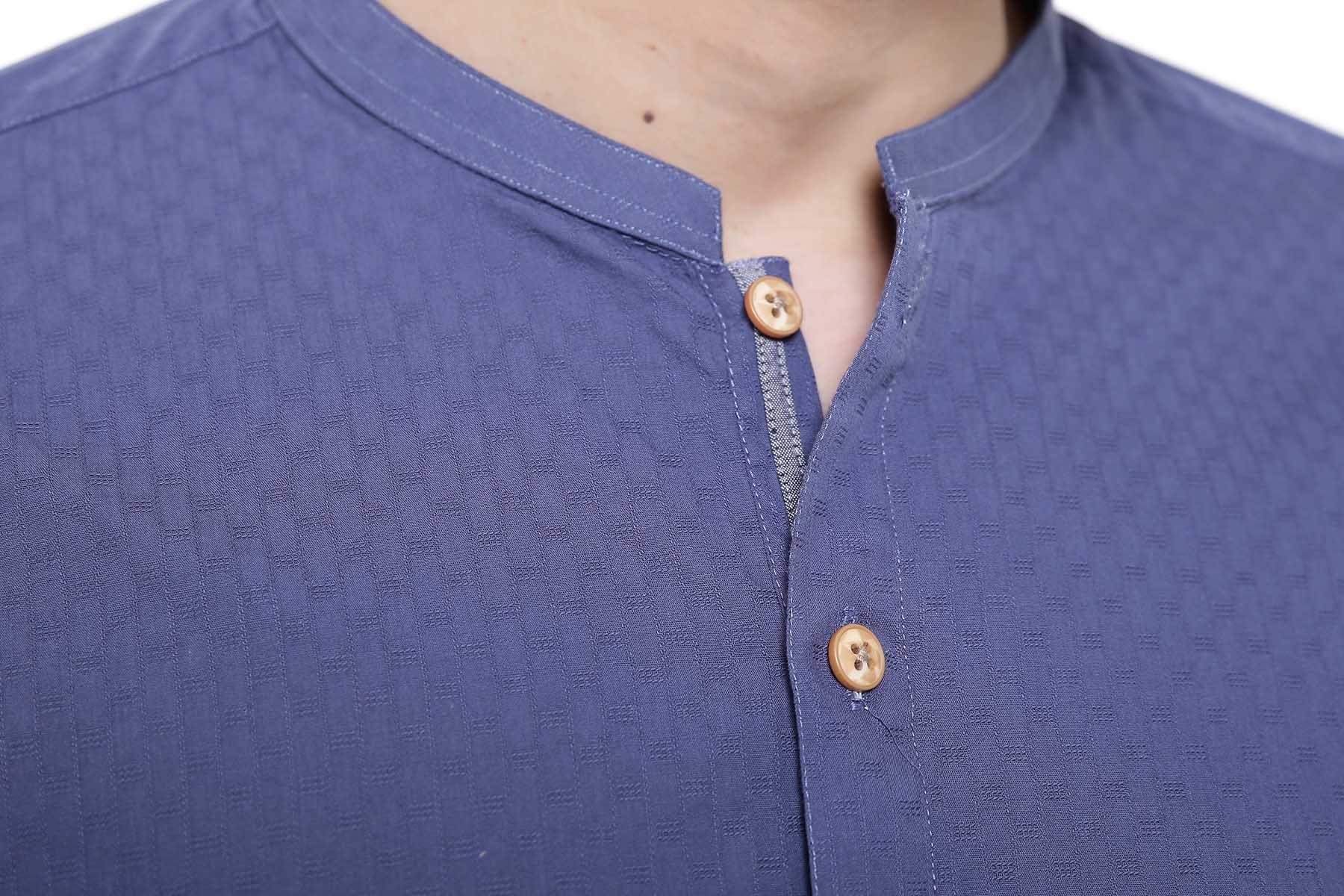 KURTA SMALL BAN COLLAR NAVY - Image 3