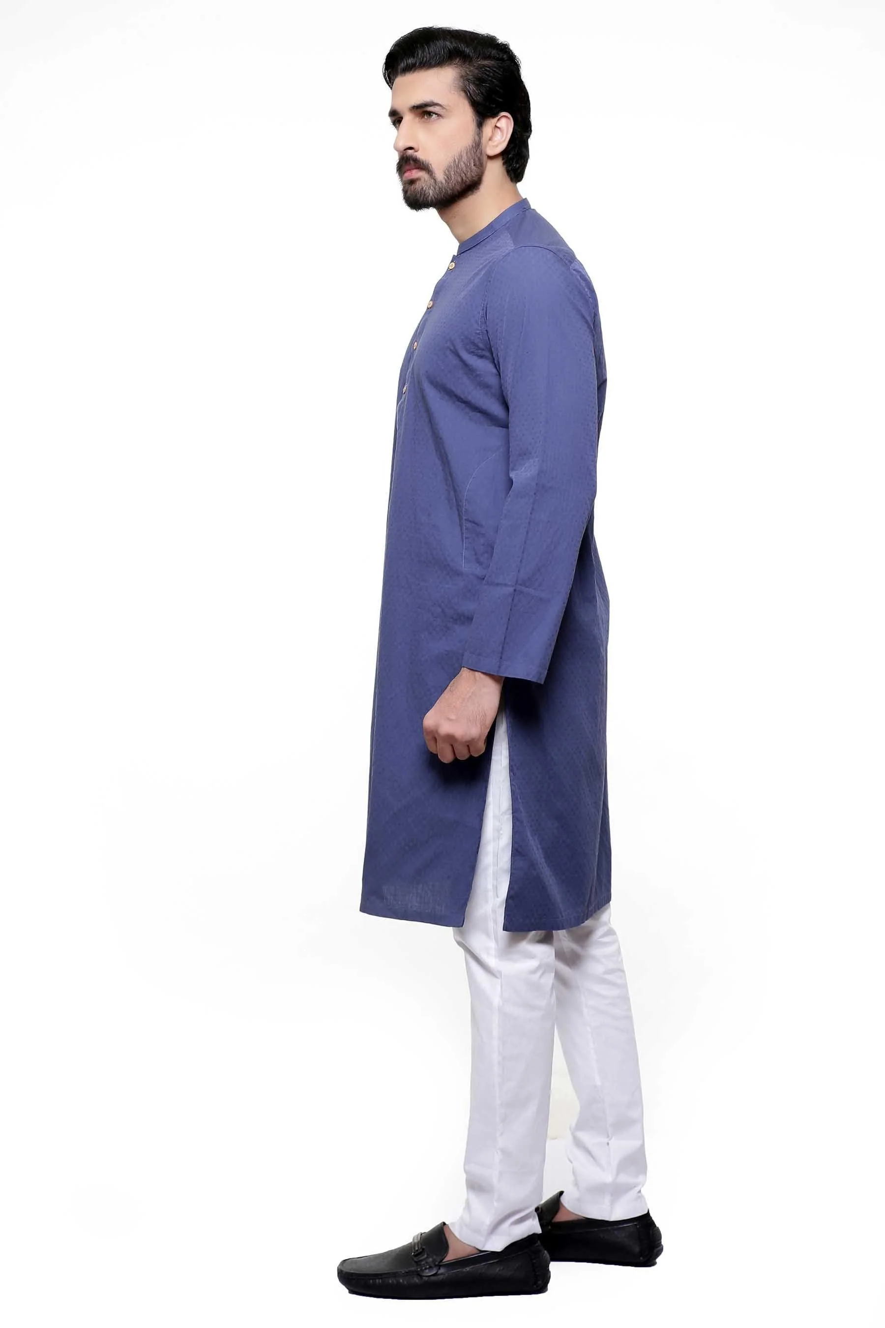 KURTA SMALL BAN COLLAR NAVY - Image 5