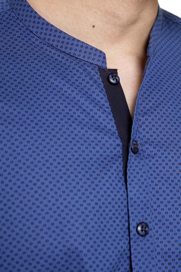 KURTA SMALL BAN COLLAR NAVY BLUE - Image 3