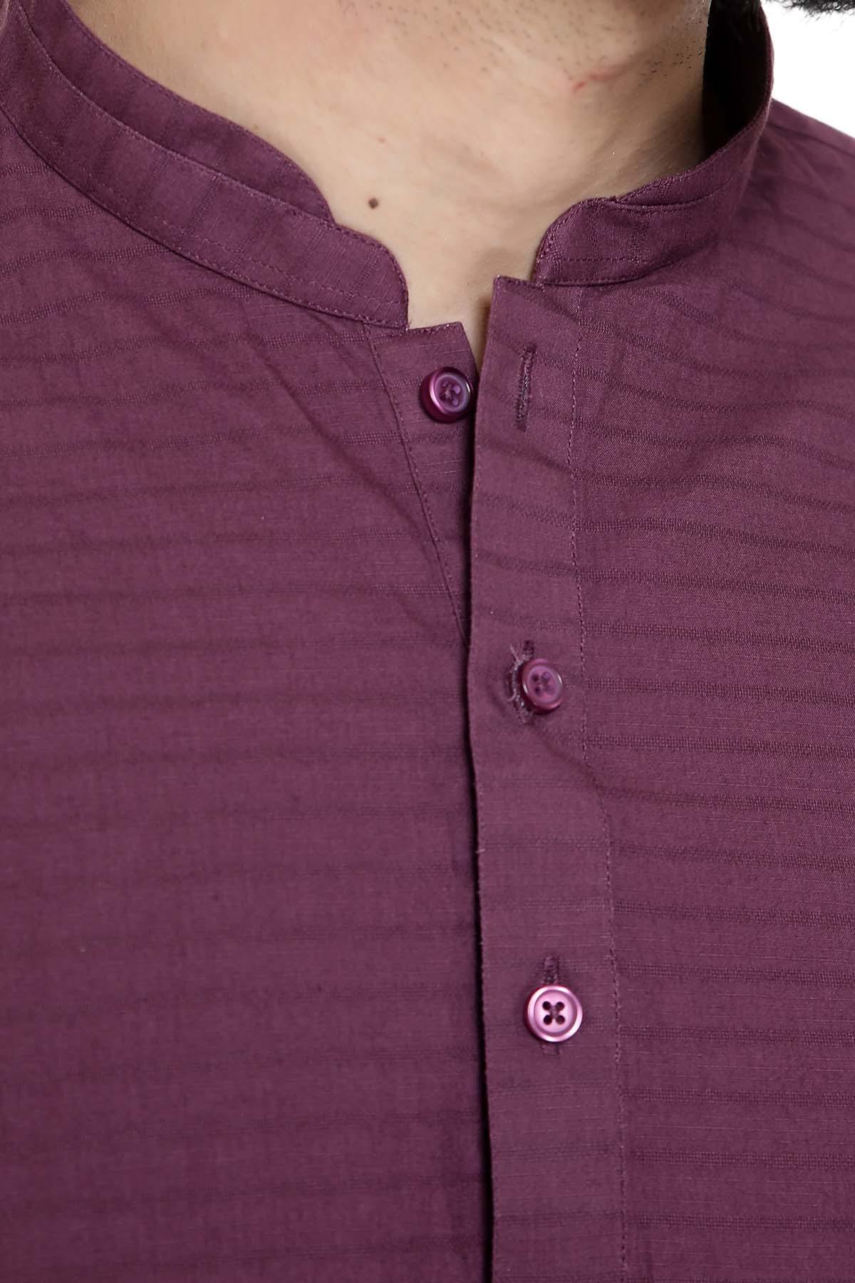 KURTA BAN COLLAR MAROON - Image 3