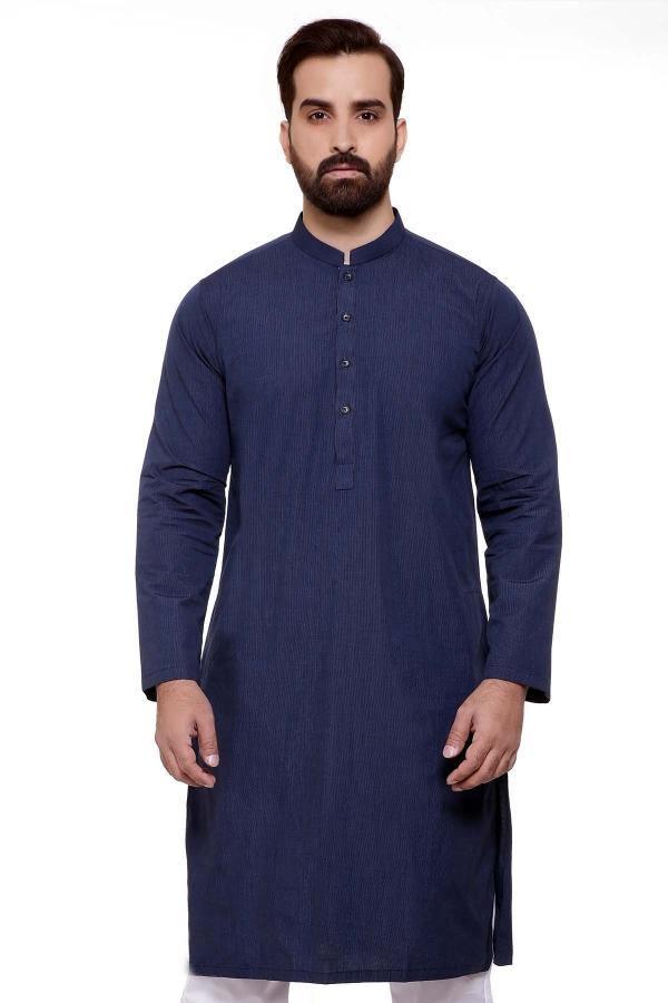KURTA BAN COLLAR NAVY