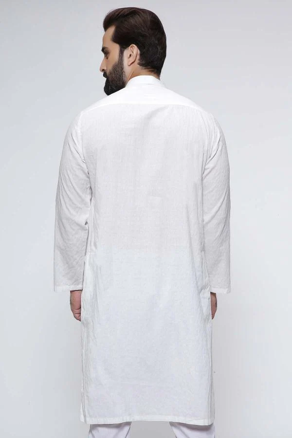 KURTA BAN COLLAR WHITE PRE FALL - Image 2